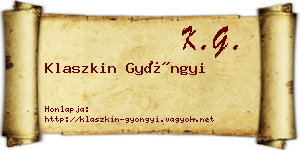 Klaszkin Gyöngyi névjegykártya